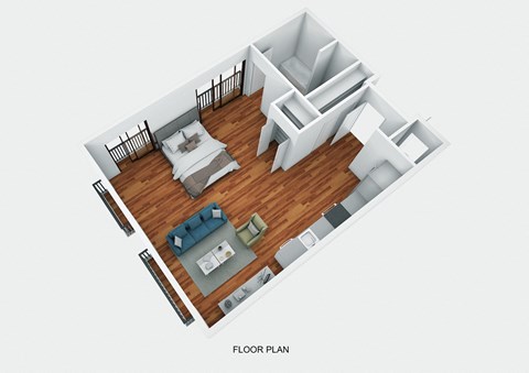 Floor plan for studio, 1 bath, 566 sqft